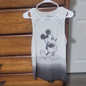 Disney White & Gray Mickey Mouse Lace-Up Shoulder Tank